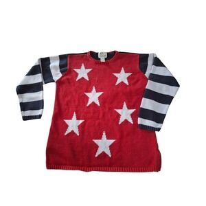 Rare Quacker Factory Stars And Stripes Sweater Patriotic July 4th Medium
